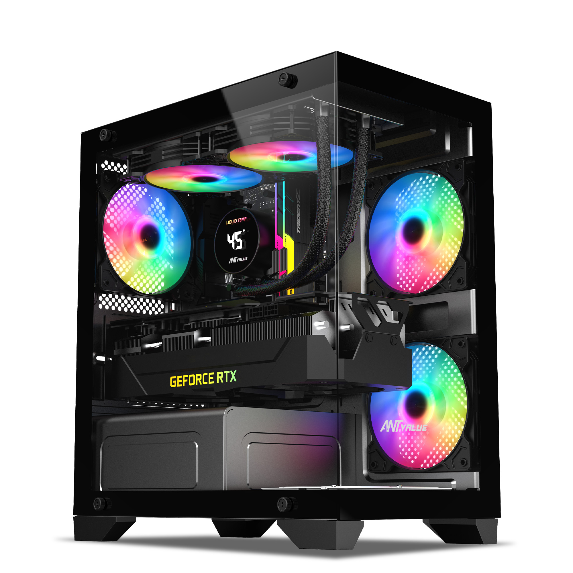 CV200-B1 Ant Value CV200 Mid-Tower (M-ATX/M-ITX) Gaming Cabinet Black 3x120mm Fans - Image 1